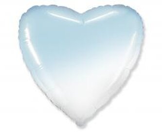 Balon foliowy 46cm Serce gradient biało-błękitny