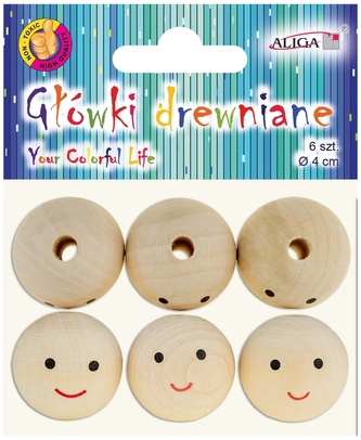 Główki drewniane 4cm op.6szt. PJG-2554, Aliga