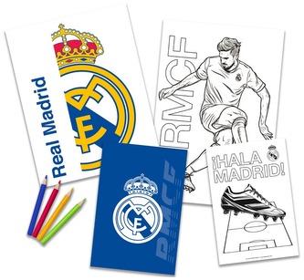 Zestaw do kolorowania, 4 kredki, 2 notatniki Real Madrid, Kids