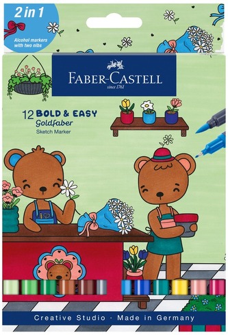 Pisak Goldfaber Sketch dwustronny zestaw Bold Easy 12-kol., Faber-Castell
