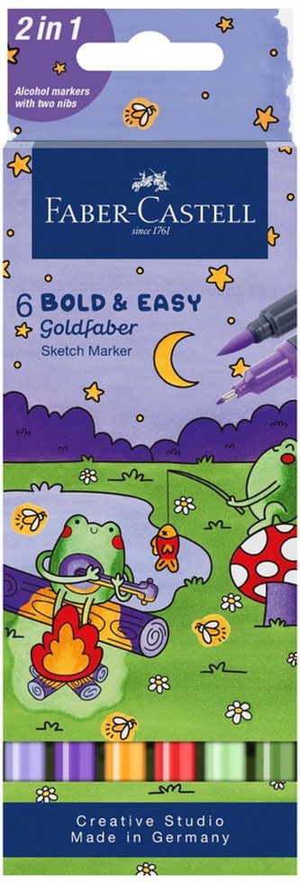 Pisak Goldfaber Sketch dwustronny zestaw Bold Easy 6-kol., Faber-castell