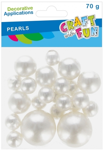 Koraliki perły białe 70g, Craft With Fun