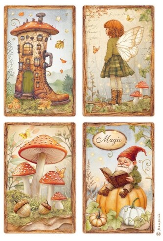 Papier ryżowy A4 Whispering Woods 4 karty, Stamperia
