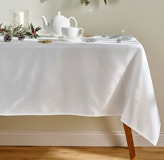 Vánoční ubrus na stůl SPARLING STARS 130x180 cm bílá