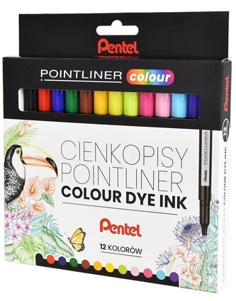 Zestaw cienkopisów PENTEL POINTLINER COLOUR 12 sztuk