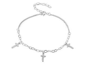 Náramek z nerezové oceli křížek - 1 ks - 1 stříbrná