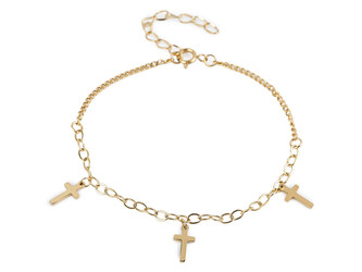 Náramek z nerezové oceli křížek - 1 ks - 2 zlatá