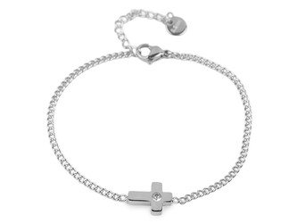 Náramek z nerezové oceli křížek - 1 ks - stříbrná