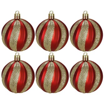 Vánoční baňky červeno-zlaté - 6 cm, sada 6ks CA1400