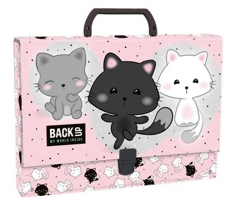 Teczka twarda z rączką BackUp Kotki różowe DERFORM