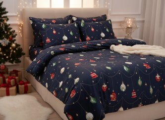 Vánoční mikrovláknové povlečení | PALLINE | s vánočním vzorem | 220 x 200 + 2 x 70 x 80 cm | 759246