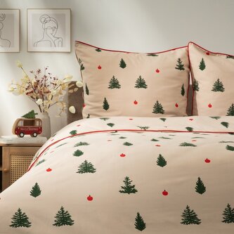 Vánoční mikrovláknové povlečení | WONKY | s červeným lemováním | 140 x 200 + 1 x 70 x 80 cm | 700293