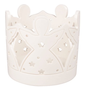 Svícen andílci porcelánový 10,5 x 10 x 10,5 cm