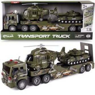 Laweta wojskowa z czołgiem i helikopterem