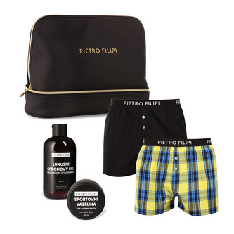 Pánská dárková kosmetická taštička 2PACK trenky a kosmetika Pietro Filipi (4PJTGP1Z1) M