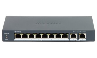 Hikvision DS-3E1510P-EI - Smart managed switch 8x Gb PoE + 2x Gb Uplink RJ-45, 110W, Super PoE - dosah až 300m