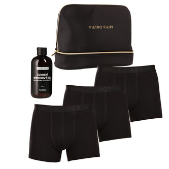 Pánská dárková kosmetická taštička 3PACK boxerky a a sprchový gel Pietro Filipi (5PJTBP1) XL