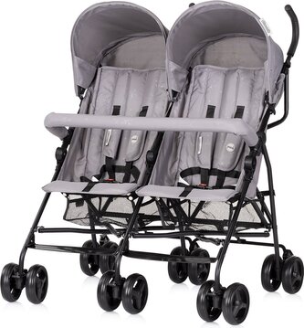 CHIPOLINO Kočárek pro dvojčata golfový Double Point Blackberry