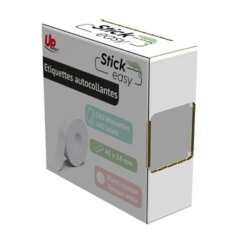 UPrint etikety 14mmx40mm, bílé, 180 etiket, UP21 180 WHITE, pro tiskárny StickEasy