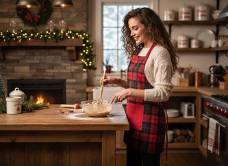 Vánoční kuchyňská zástěra FESTIVE XMAS červená 60x75 cm 100% bavlna