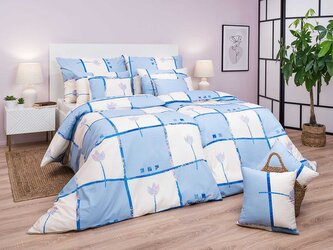 Povlečení bavlna Tulipán světle modrý 240x220, 2x 70x90 cm