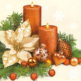 Ubrousky MAKI L (20ks) Gold Poinsettia & Two Candles