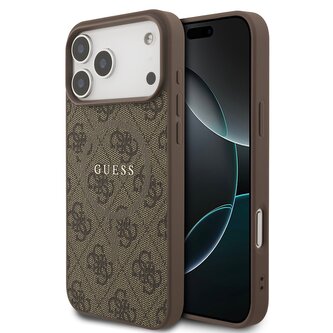Guess PU Leather 4G Colored Ring MagSafe Zadní Kryt pro iPhone 17 Pro Max Brown