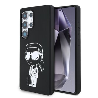 Karl Lagerfeld Liquid Silicone Graffiti Ikonik MagSafe Zadní Kryt pro Samsung Galaxy S25 Ultra Black