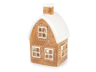Vánoční domeček, kostel na svíčku imitace perníku - 1 ks - 1 přírodní stř.