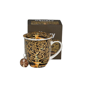 Kubek z zaparzaczem z zawieszką TREE OF LIFE BROWN inspired by Klimt