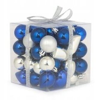 Bombki na choinkę nietłukące 50szt srebrny, nieb