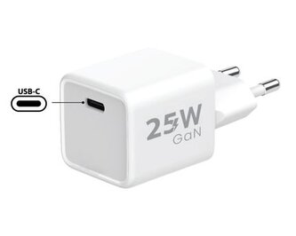 Síťová nabíječka GaN 1xUSB-C 25W - bílá