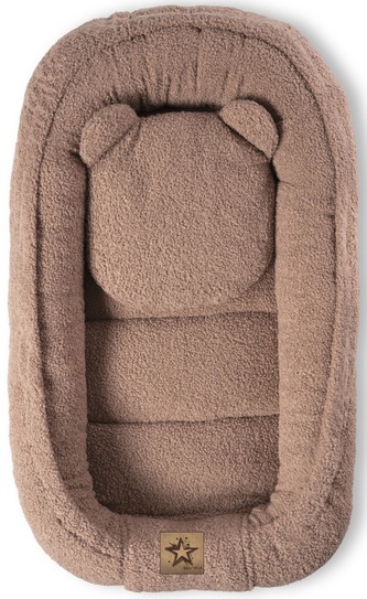 Oboustranné hnízdečko s polštářkem Teddy Boucle - hnědé; hnědá; bouclé, duté vlákno