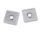 Průchodka s koženkovým čtverečkem k našití, průvlek 8 mm - 1000 ks - 14 stříbrná nikl