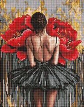 Diamentowa mozaika - Baletnica z piwoniami 40x50cm