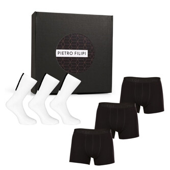 Pánská dárková sada 3PACK boxerky a 3PACK sportovní ponožky Pietro Filipi (6PBOV1) M