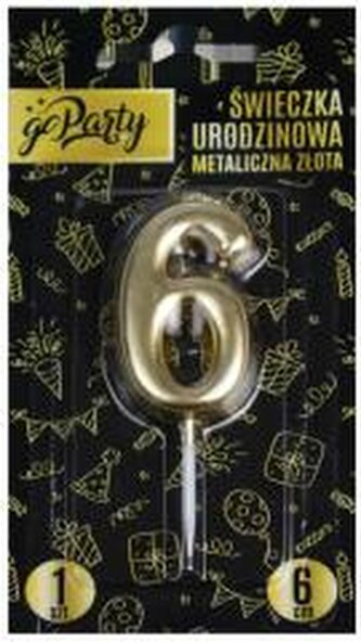 Świeczka urodzinowa 6 Metaliczna złota