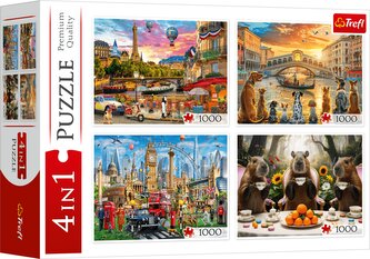 Trefl Puzzle 4x1000 Malovaná města + Kapybary, věk: 12+