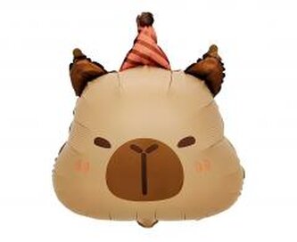 Balon foliowy Kapibara urodzinowa głowa 48x38cm