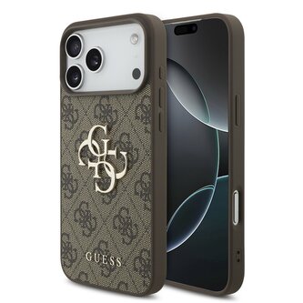 Guess PU 4G Metal Logo Zadní Kryt pro iPhone 17 Pro Max Brown