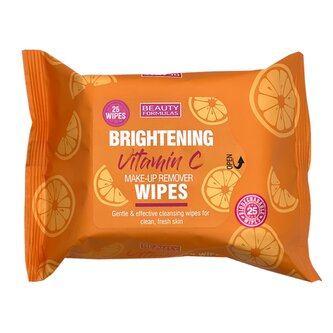 Beauty Formulas Biologicky rozložitelné Čistící ubrousky na obličej s vitamínem C 25 ks