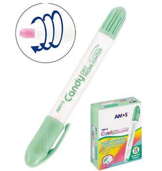 Zakreślacz w sztyfcie miętowy (12szt) AMOS