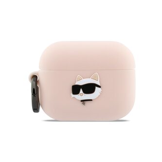 Karl Lagerfeld 3D Logo NFT Choupette Head Silikonové Pouzdro pro AirPods Pro 3 Pink