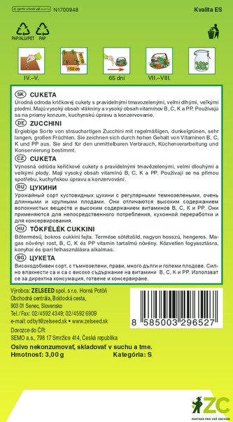 Zelseed Tykev cuketa - Mestik keříčková, tm.zelená 3g