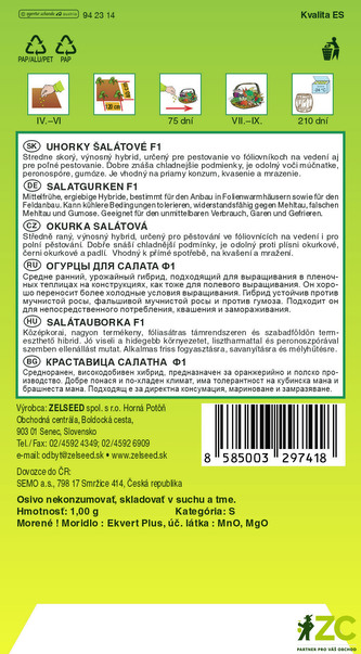 Zelseed Okurka salát. - Linda F1 pole 1g