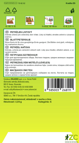 Zelseed Petržel naťová - Festival 68 hladká 3g