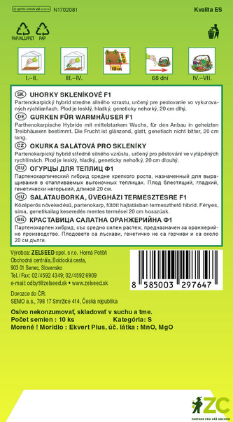 Zelseed Okurka salát. - Vanda F1 partenokarp. fol. sklen. 10s