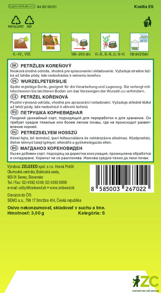 Zelseed Petržel kořenová - Hanácká 3g