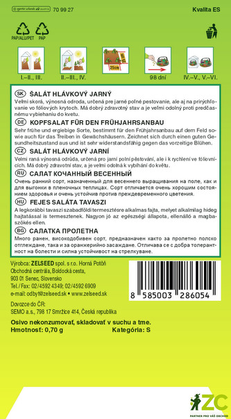 Zelseed Salát jarní - Král Máje I. raný 0,7g