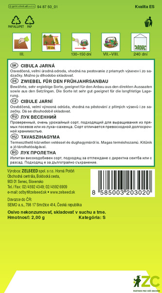 Zelseed Cibule jarní - Všetana žlutá 2g